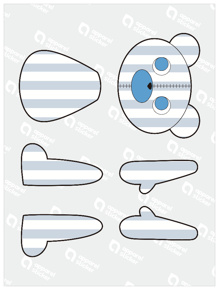 つぎはぎテディー_縦縞クマ