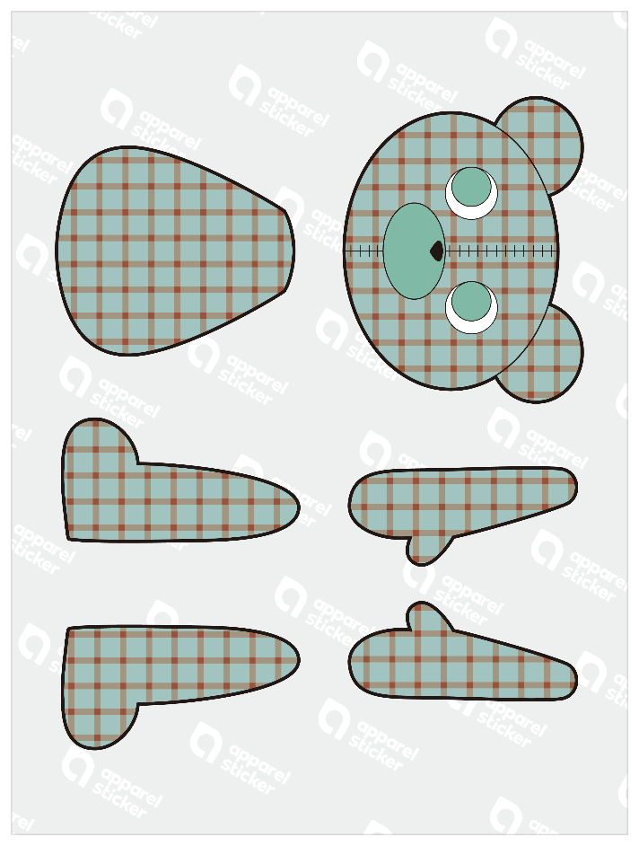 つぎはぎテディー_緑チェッククマ