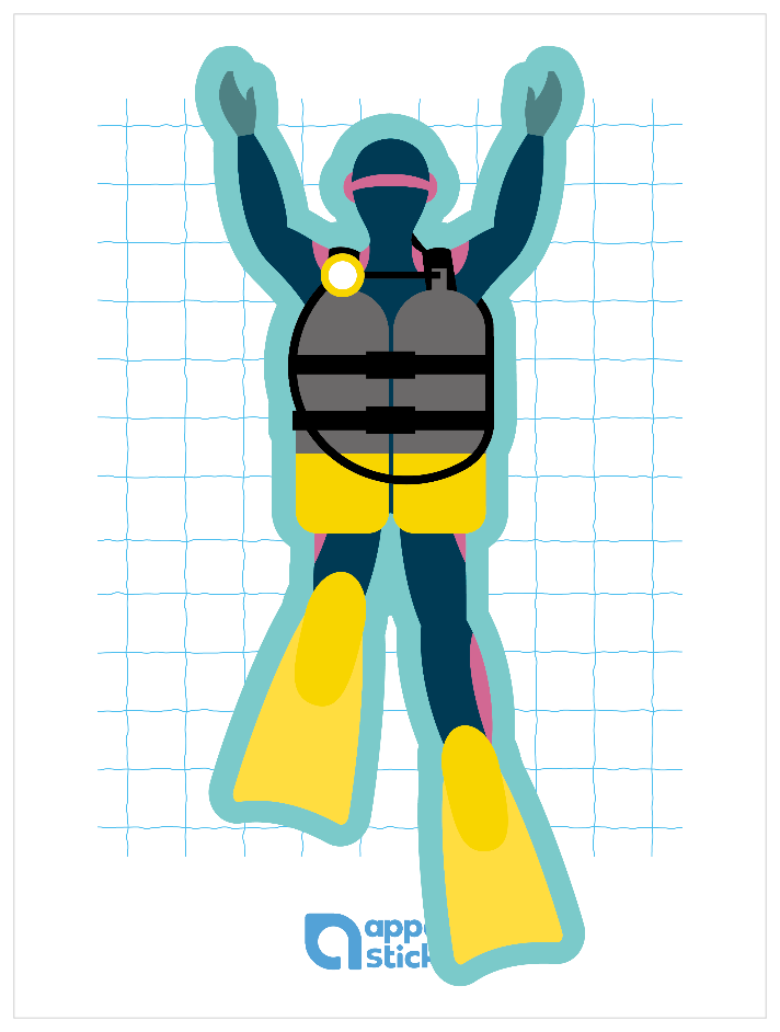 プール_潜水士02 シンプル縁