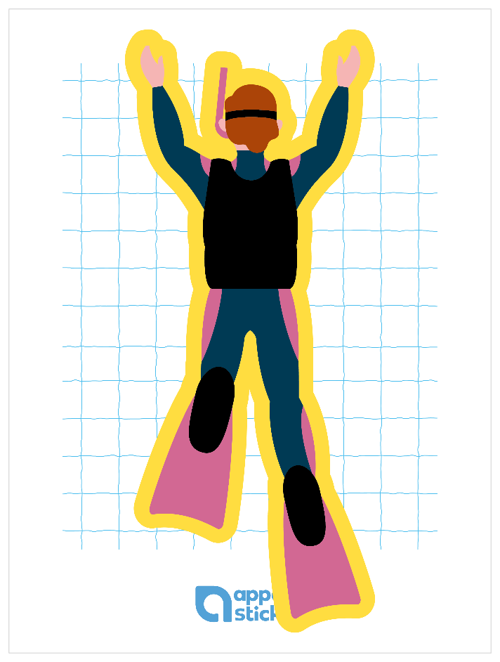 プール_潜水士01 カラフル縁