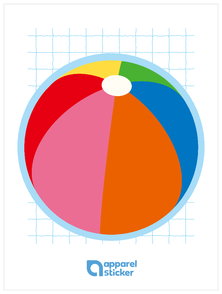 プール_ビーチボール01 カラフル縁