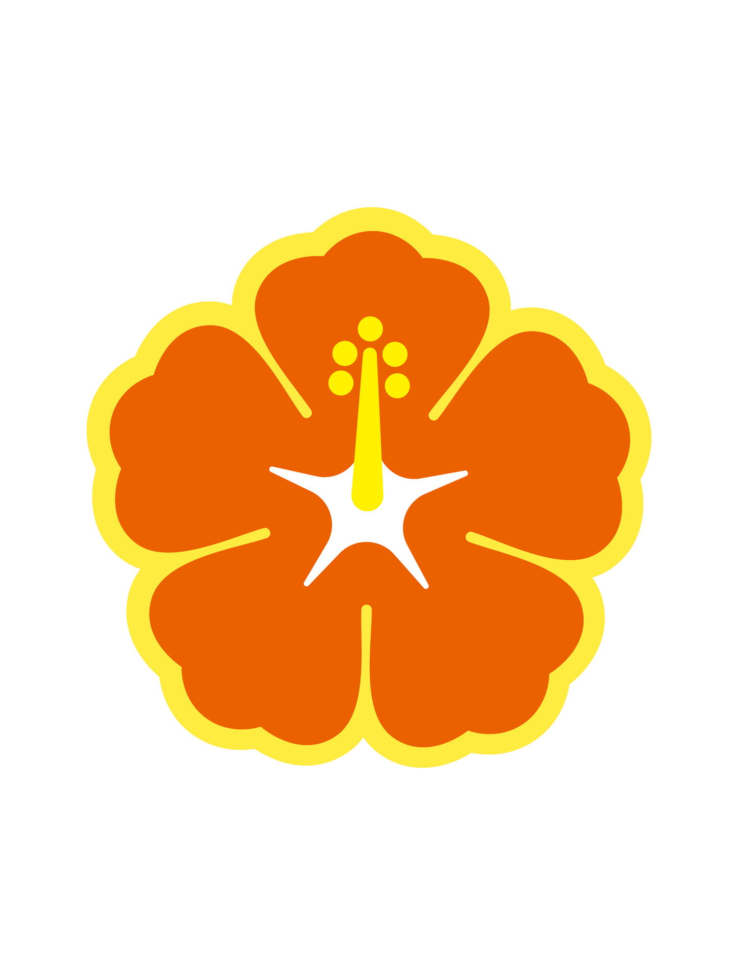プール_ハイビスカス02 カラフル縁