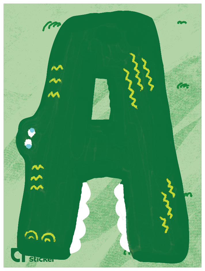 動物アルファベットI_ワニ A