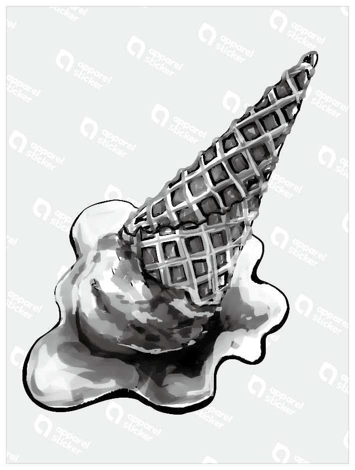 モノクロアメリカンフード_溶けたアイス