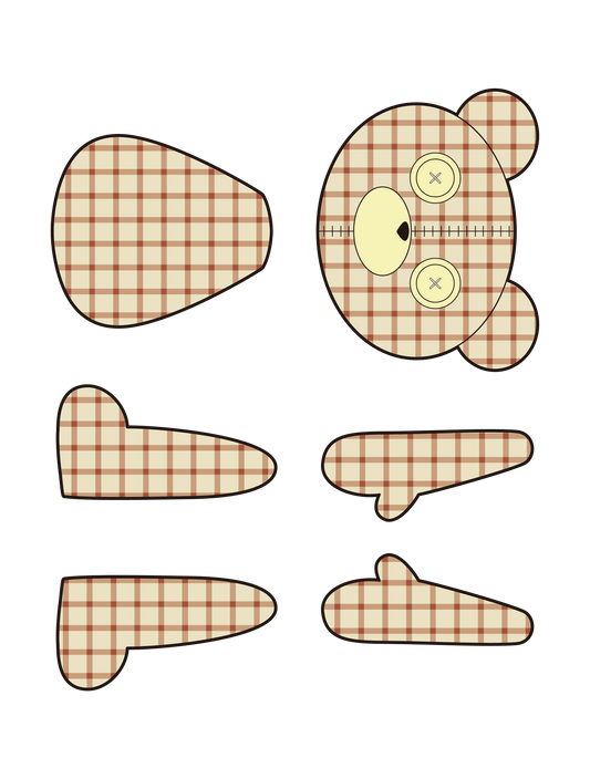 つぎはぎテディー_黄チェッククマ