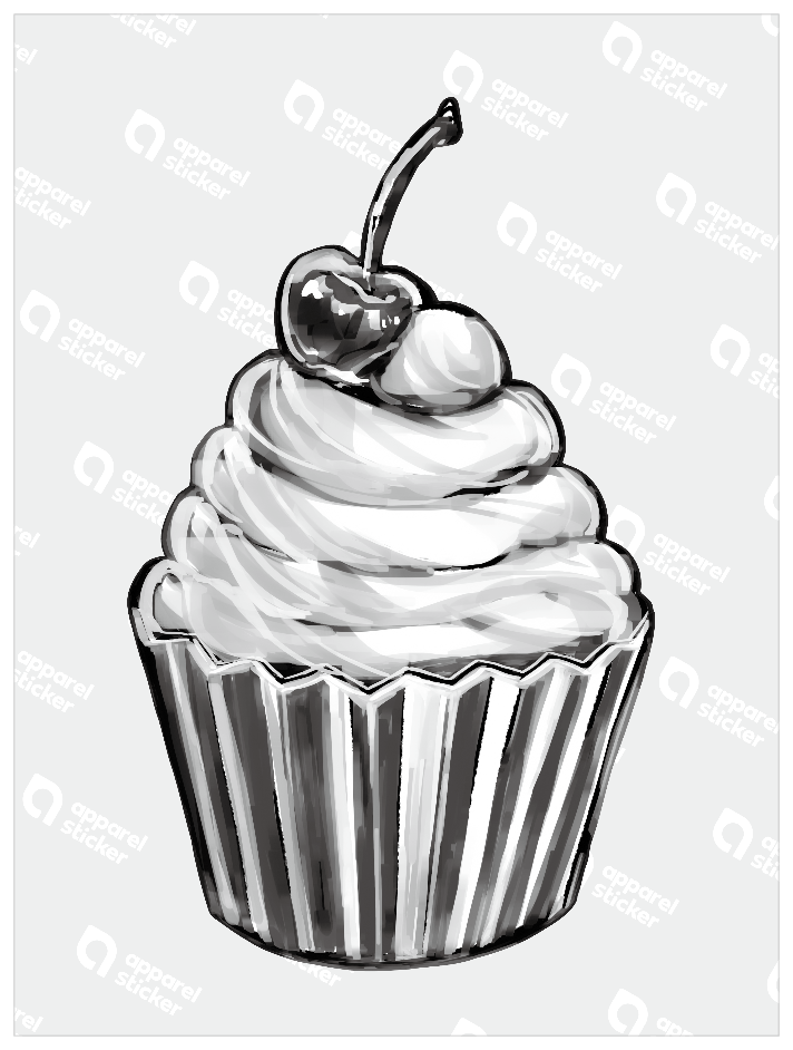 モノクロアメリカンフード_カップケーキ